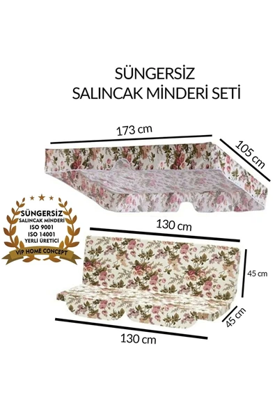 Vip Home Concept Bahçe Salıncağı Minder Kılıfı 2 Kişilik (SÜNGERSİZ)ingiliz Gülü