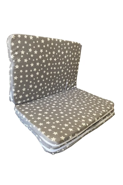 Vip Home Concept Market Ürünleri Katlanır Çocuk Yatağı Sünger Yatak Çocuk Oyun Minderi 60x120-4 Cm(gri Yıldız) ürün görseli 1