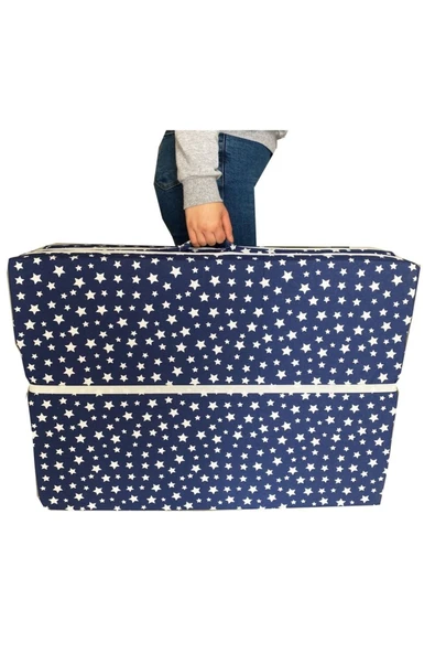 Vip Home Concept Market Ürünleri Katlanır Yatak Yer Yatağı Sünger Yatak Tek Kişilik 80x180 Lacivert Yıldız ürün görseli 1