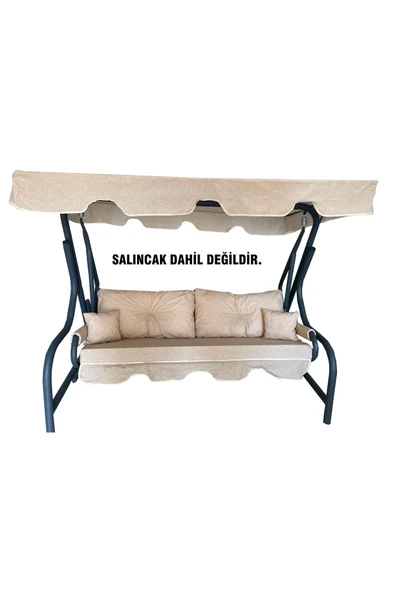 Vip Home Concept Market Ürünleri 3 Kişilik Luxury Vip Düğmeli Salıncak Minderi Cappuccino Bahçe Minderi ürün görseli 1