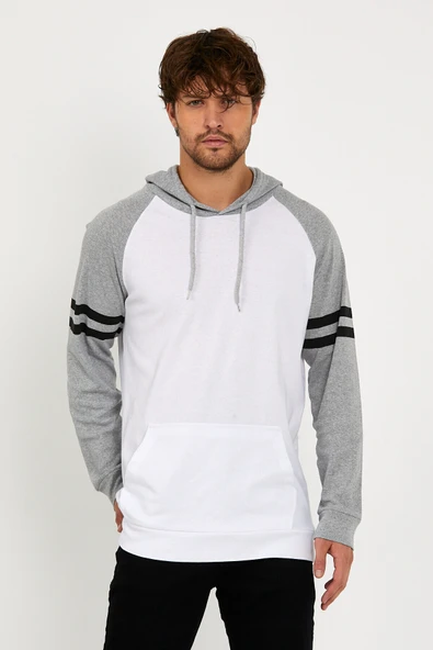 Süperlife Erkek Kapşonlu Regular Fit Kol Baskılı Sweatshirt İnce SPR22SWK105 - Resim 2