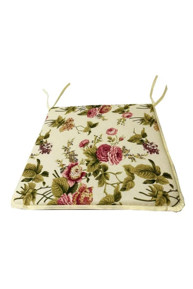 Vip Home Concept Market Ürünleri Sandalye Minderi Eko 1 Adet Bağcıklı Bahçe Minderi (ingiliz Gülü)yıkanabilir ürün görseli 1