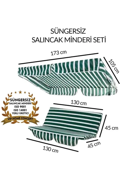 Vip Home Concept Market Ürünleri Salıncak Minder Takımı (süngersiz)2 Kişilik Salıncak Minder Tente-yeşil Beyaz