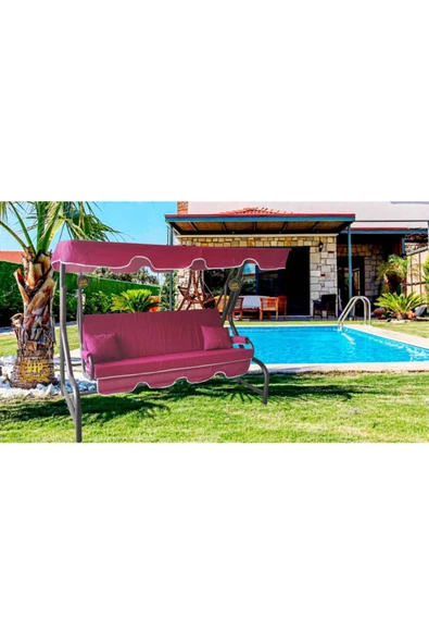 Vip Home Concept Market Ürünleri 3 Kişilik Süngersiz Bahçe Salıncak Minderi Kılıfı Bordo Renk ürün görseli 1