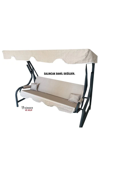 Vip Home Concept Market Ürünleri 3 Kişilik Salıncak Minder Seti Süngerli Kılıfı Krem Bahçe Minderi ürün görseli 1