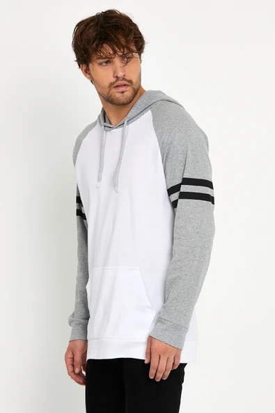 Süperlife Erkek Kapşonlu Regular Fit Kol Baskılı Sweatshirt İnce SPR22SWK105 - Resim 4