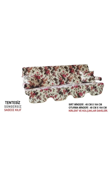 Vip Home Concept Market Ürünleri Süngersiz(tentesiz)salıncak Minder Seti 3 Kişilik Kılıf-ingiliz Gülü ürün görseli 1