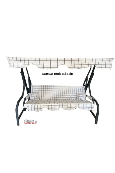 Vip Home Concept Market Ürünleri 3 Kişilik Salıncak Minder Seti Süngersiz Kılıfı Beyaz Pano Bahçe Minderi ürün görseli