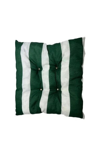 Vip Home Concept Market Ürünleri Dekoratif Pofidik Puf Sandalye Minderi Kare 35x35x7 Cm-yeşil Beyaz(1 Adet) ürün görseli 1