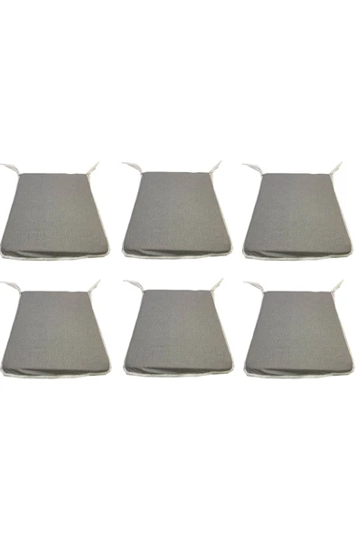 Vip Home Concept Market Ürünleri Sandalye Minderi Eko 6 Adet Bağcıklı Bahçe Minderi (gri)yıkanabilir ürün görseli 1