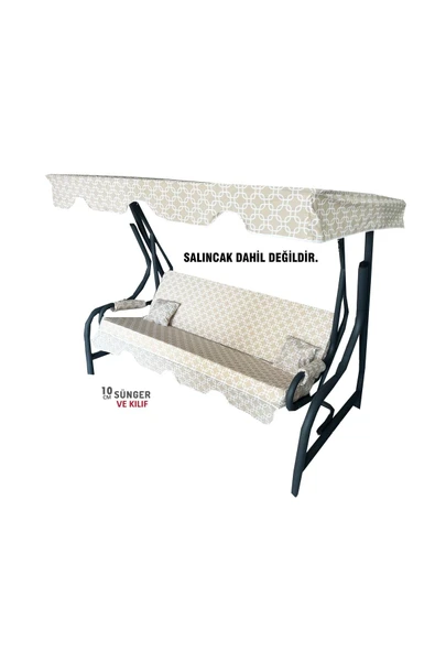 Vip Home Concept Market Ürünleri 3 Kişilik Salıncak Minderi Süngerli Kılıfı Krem Zincir Bahçe Minderi ürün görseli 1