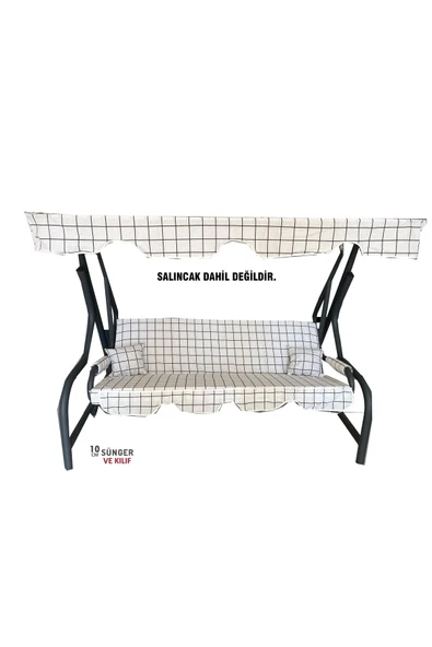 Vip Home Concept Market Ürünleri 3 Kişilik Salıncak Minderi Süngerli Kılıfı Beyaz Pano Bahçe Minderi ürün görseli