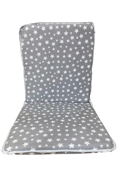Vip Home Concept Market Ürünleri Sandalye Minderi 1 Adet Bağcıklı Bahçe Minderi Arkalıklı (gribeyazyıldız)yıkanabilir ürün görseli 1