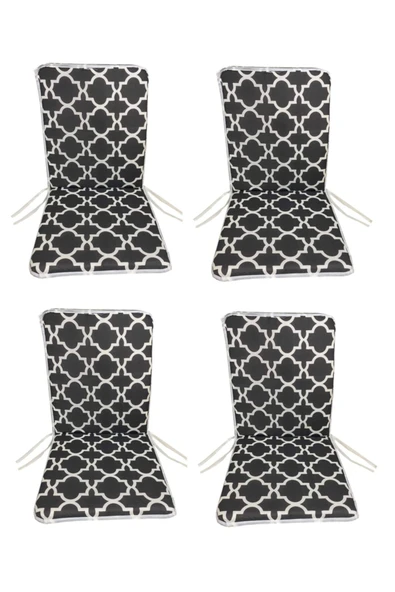 Vip Home Concept Market Ürünleri Sandalye Minderi 4 Adet Bağcıklı Bahçe Minderi Arkalıklı (karaçatı)yıkanabilir ürün görseli 1