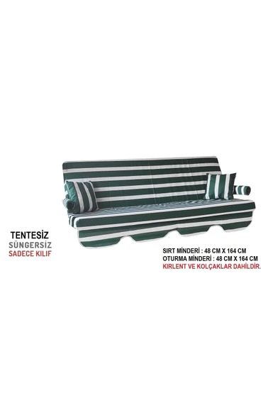 Vip Home Concept Market Ürünleri Süngersiz(tentesiz)salıncak Minder Seti 3 Kişilik Kılıf-yeşil Beyaz ürün görseli 1