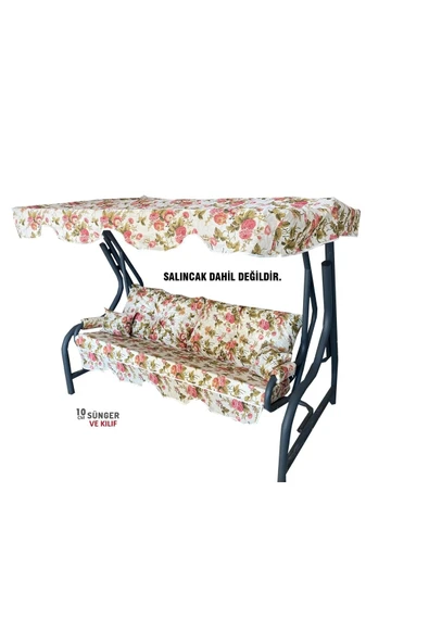 Vip Home Concept Market Ürünleri 3 Kişilik Lüks Vip Düğmeli Salıncak Minderi Ingiliz Gülü Bahçe Minderi ürün görseli 1