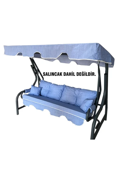 Vip Home Concept Market Ürünleri 3 Kişilik Lüks Vip Salıncak Minderi Düğmeli-süngerli Bahçe Minderi Mavi Çizgili ürün görseli 1