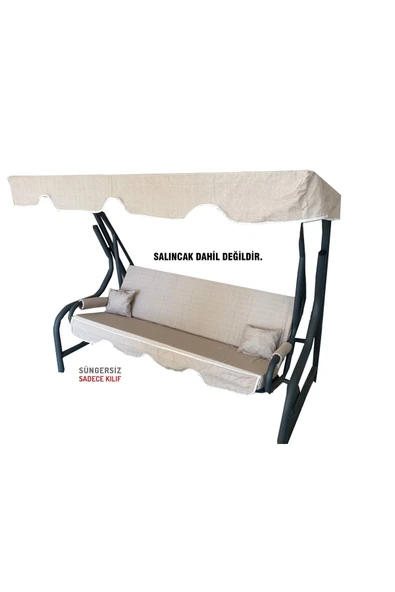 Vip Home Concept Market Ürünleri 3 Kişilik Salıncak Minder Seti Süngersiz Kılıfı Krem Bahçe Minderi ürün görseli 1