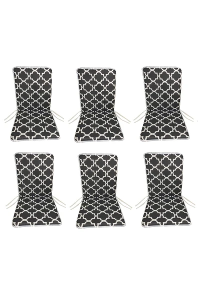 Vip Home Concept Market Ürünleri Sandalye Minderi 6 Adet Bağcıklı Bahçe Minderi Arkalıklı (karaçatı)yıkanabilir ürün görseli 1