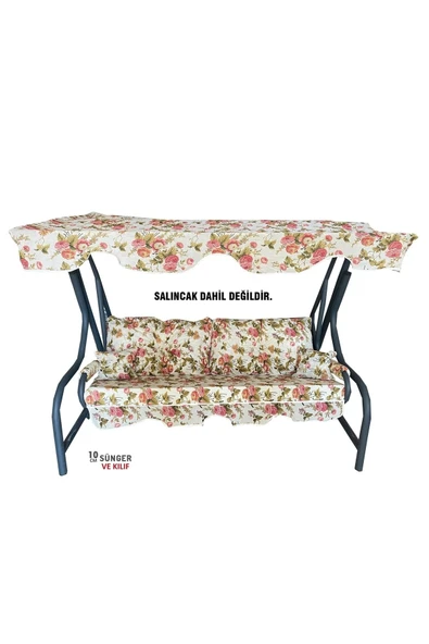 Vip Home Concept Market Ürünleri 3 Kişilik Lüks Vip Salıncak Minderi Düğmeli-süngerli Bahçe Minderi Ingiliz Gülü ürün görseli 1