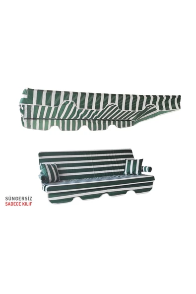 Vip Home Concept Market Ürünleri Süngersiz Salıncak Minderi Kılıfı 3 Kişilik Kılıf Yeşil-krem ürün görseli