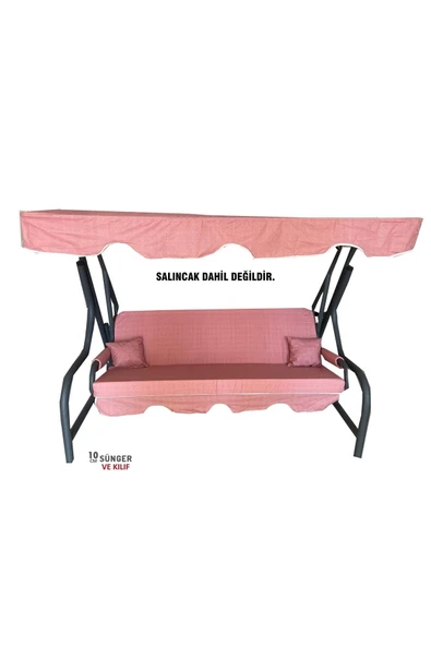 Vip Home Concept Market Ürünleri 3 Kişilik Salıncak Minder Seti Süngersiz Kılıfı Gül Kurusu Bahçe Minderi ürün görseli 1