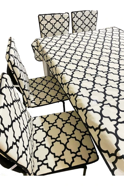 Vip Home Concept Market Ürünleri Sandalye Minderi Büyük Boy Arkalıklı 6 Adet Ve Masa Örtüsü Takımı ürün görseli 1