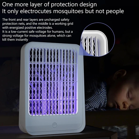 Elektrikli Sinek Kovucu Usb Şarjlı Sessiz Ve Etkili Led Işıklı Kapan - Resim 4