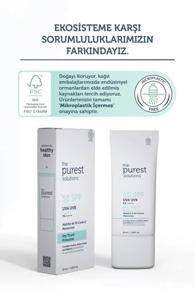 The Purest Solutions Dry Touch Protection Mat Bitişli Yağlı Ciltler İçin Güneş Kremi SPF50+ 50 ml - 5
