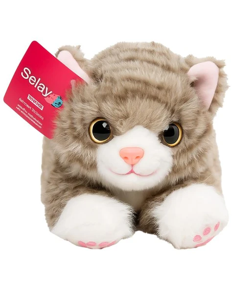 Selay Toys Pelüş Gri Kedi 25 cm 4522