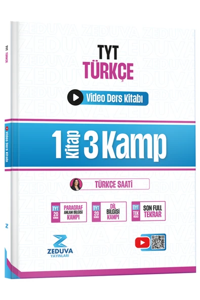 Zeduva Yayınları Türkçe Saati TYT Türkçe 1 Kitap 3 Kamp Video Ders Kitabı