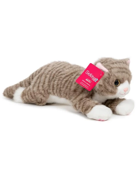 Selay Toys Pelüş Gri Kedi 25 cm 4522 - 2