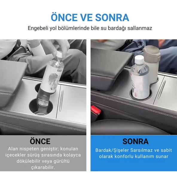 Polham Tesla Model 3 ve Model Y ile Uyumlu Bardak ve Şişe Tutucu, Temizlenebilir Çıkabilen Silikon Bardak Tutucu - 2