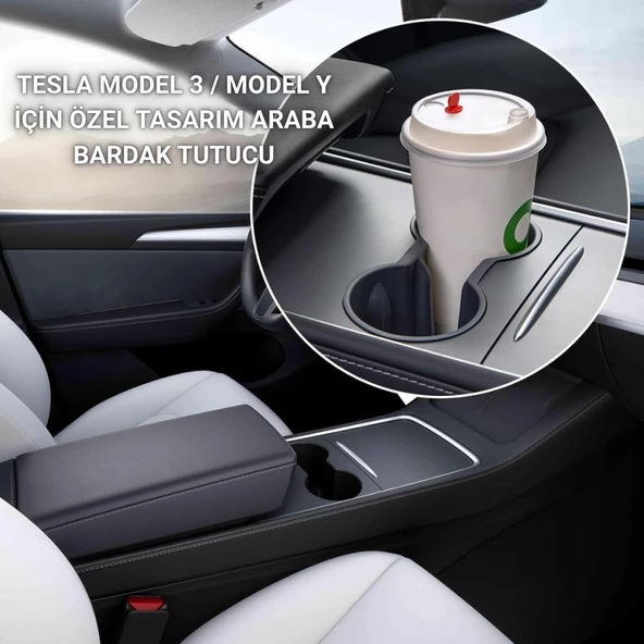 Polham Tesla Model 3 ve Model Y ile Uyumlu Bardak ve Şişe Tutucu, Temizlenebilir Çıkabilen Silikon Bardak Tutucu - 9