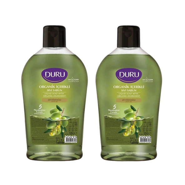 Duru Sıvı Sabun Organik İçerikli Zeytinyağlı 1500 ml x 2 adet