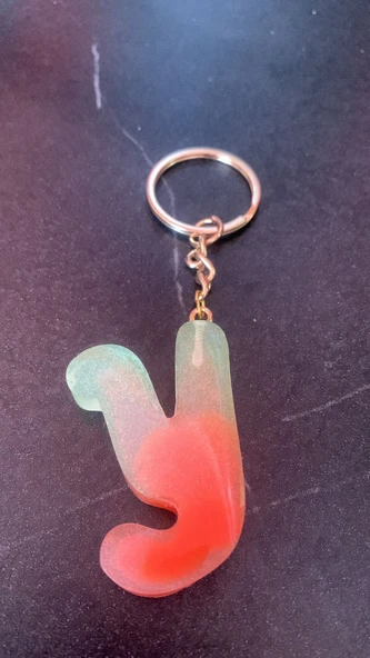 Rengarenk Y Harf Şekilli Gold Aksesuarlı Anahtarlık Epoksi El Yapımı Hediyelik - Resim 8