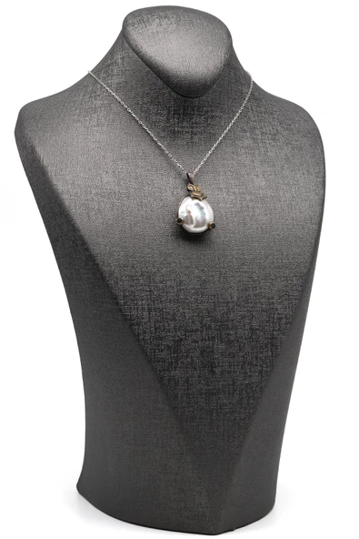 İnci Doğal Taş 925 Ayar Gümüş Kolye - 2