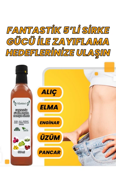 Güzeldost Doğal Karışık 5’li Sirke - Sağlıklı Beslenme Ve Kilo Kontrolüne Destek - El Yapımı Doğal Sirke ürün görseli