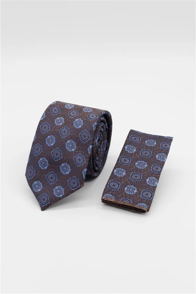 Koyu Kahverengi Desenli 6 Cm Kravat ürün görseli
