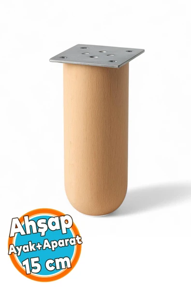 Ahşap Silindir Ayak 15 cm Aparat Dahil Mobilya Koltuk Kanepe Sehpa Masa Ayağı Ayakları ürün görseli