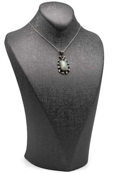 Akuamarin Doğal Taş 925 Ayar Gümüş Kolye - Resim 2