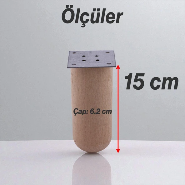 Ahşap Silindir Ayak 15 cm Aparat Dahil Mobilya Koltuk Kanepe Sehpa Masa Ayağı Ayakları - Resim 4