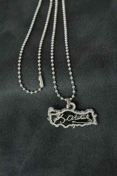 Atatürk İmzalı Metal Erkek Kolye - TJ-ERK921-KS - 2