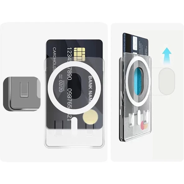 Magnetik Cardsafe Transparan Şeffaf Magsafe Uyumlu Kartlık - 3