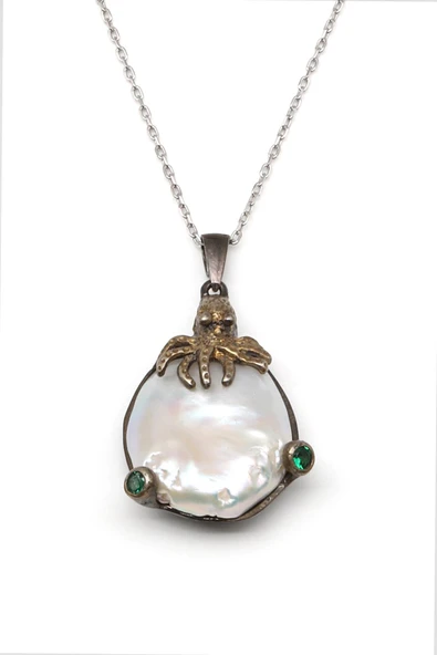 İnci Doğal Taş 925 Ayar Gümüş Kolye ürün görseli