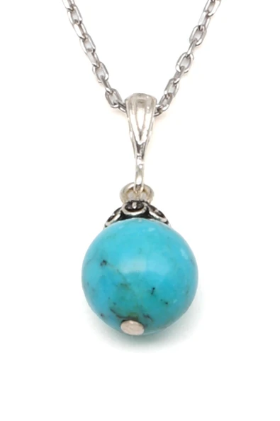 Turkuaz Doğal Taş 925 Ayar Gümüş Kolye