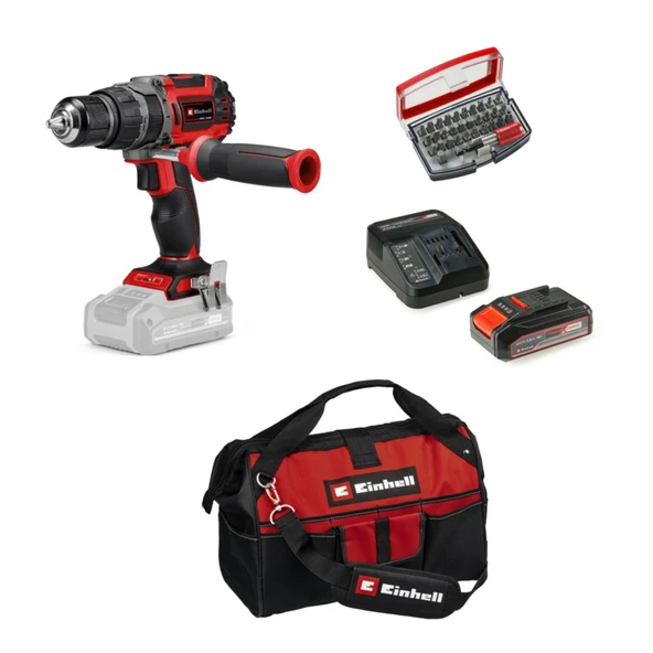 Einhell Tp-Cd 18/60 Li-I Bl Solo Darbeli Akülü Vidalama +1 x 2.5 Ah Akü ve 32 Parça Bits Uç Seti (45/29 Kumaş Çanta)