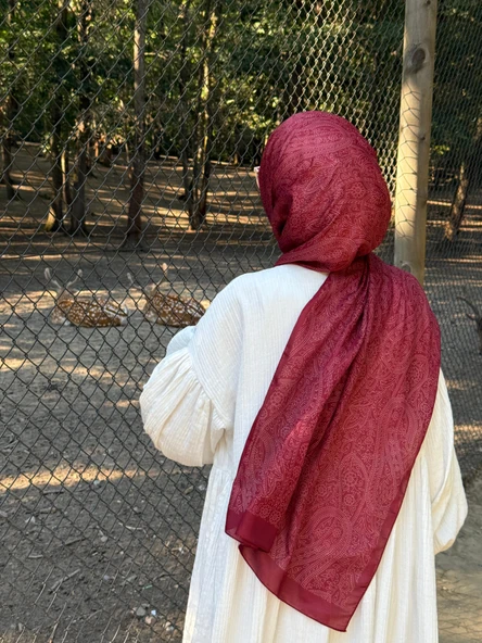 Pamuklu Soft İnci Desen Şal-Bordo - 4