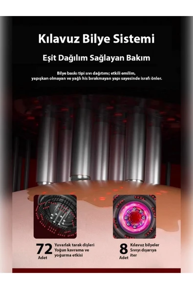 Şarjlı Ve Titreşimli Saç Masaj Tarağı Bakım Yağı Hazneli Fırça - Resim 6