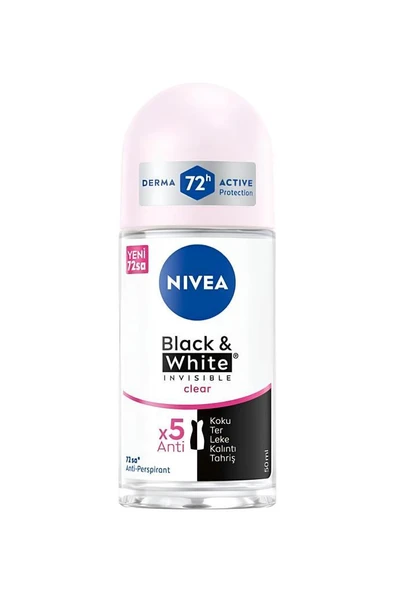Nivea Invisible Black & White Clear 50 ml Kadın Roll-On